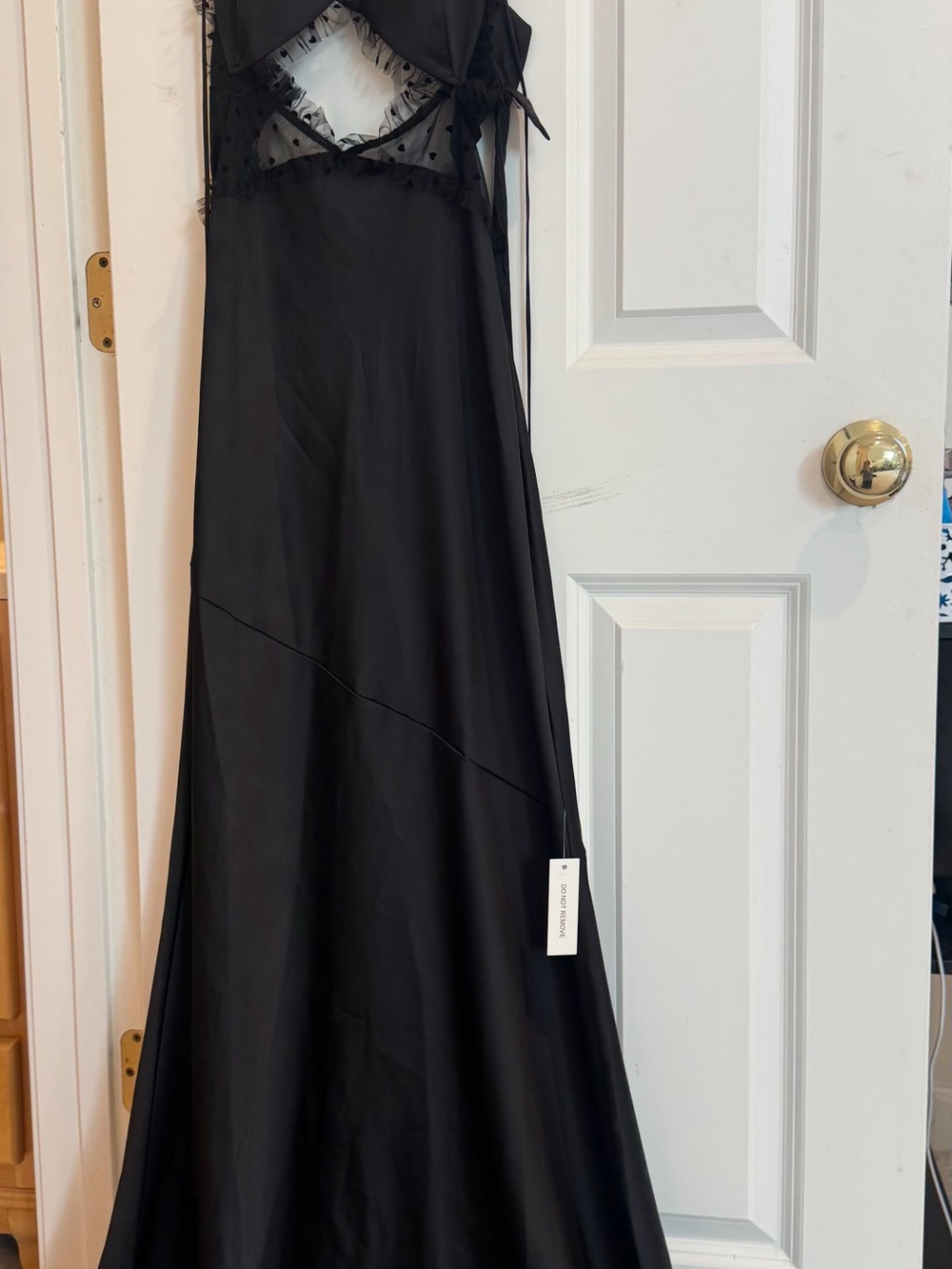 Elegant Black Slip Dress with Sheer Insets - Picture 2 of 7